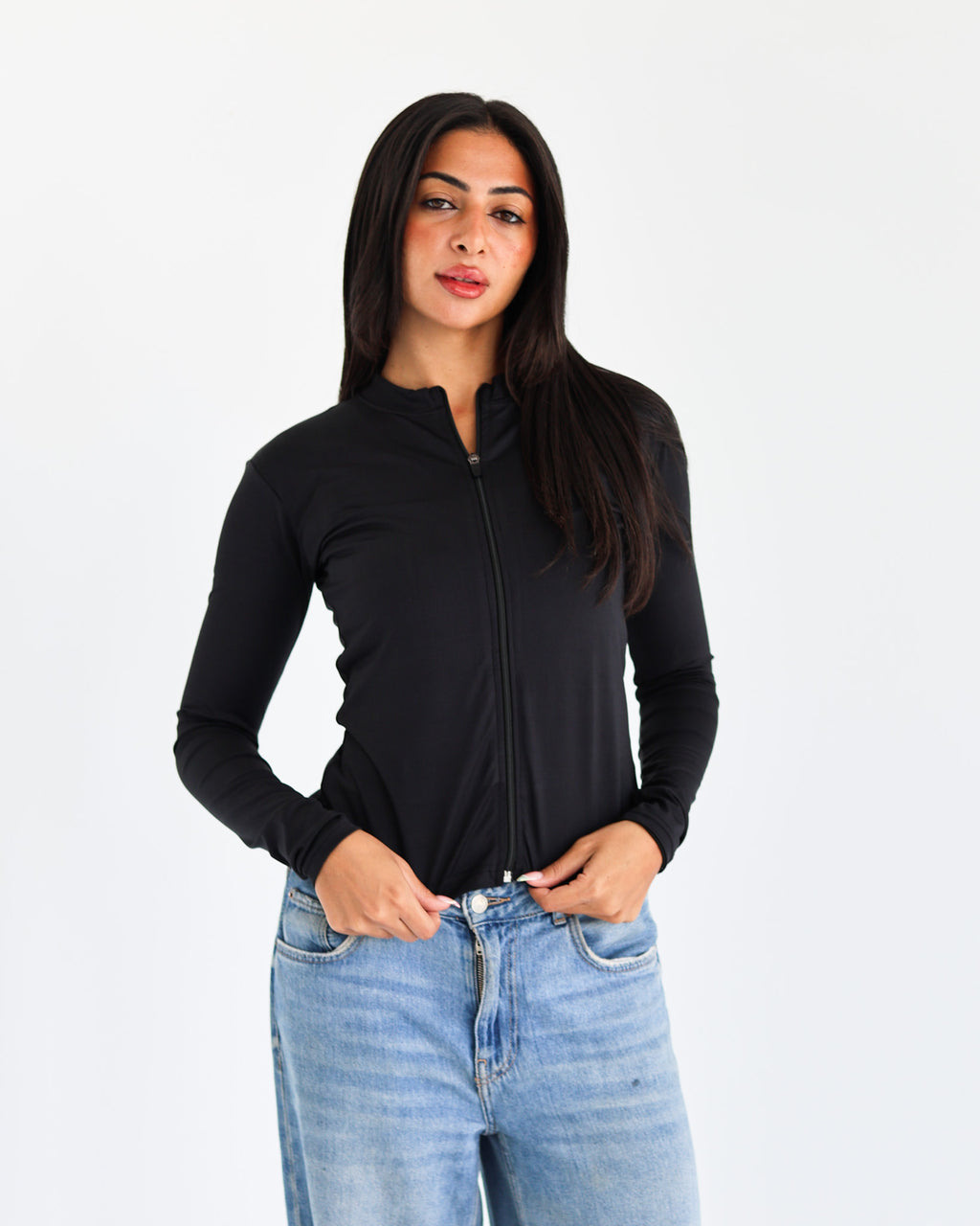 High Neck Zipper Long Sleeve