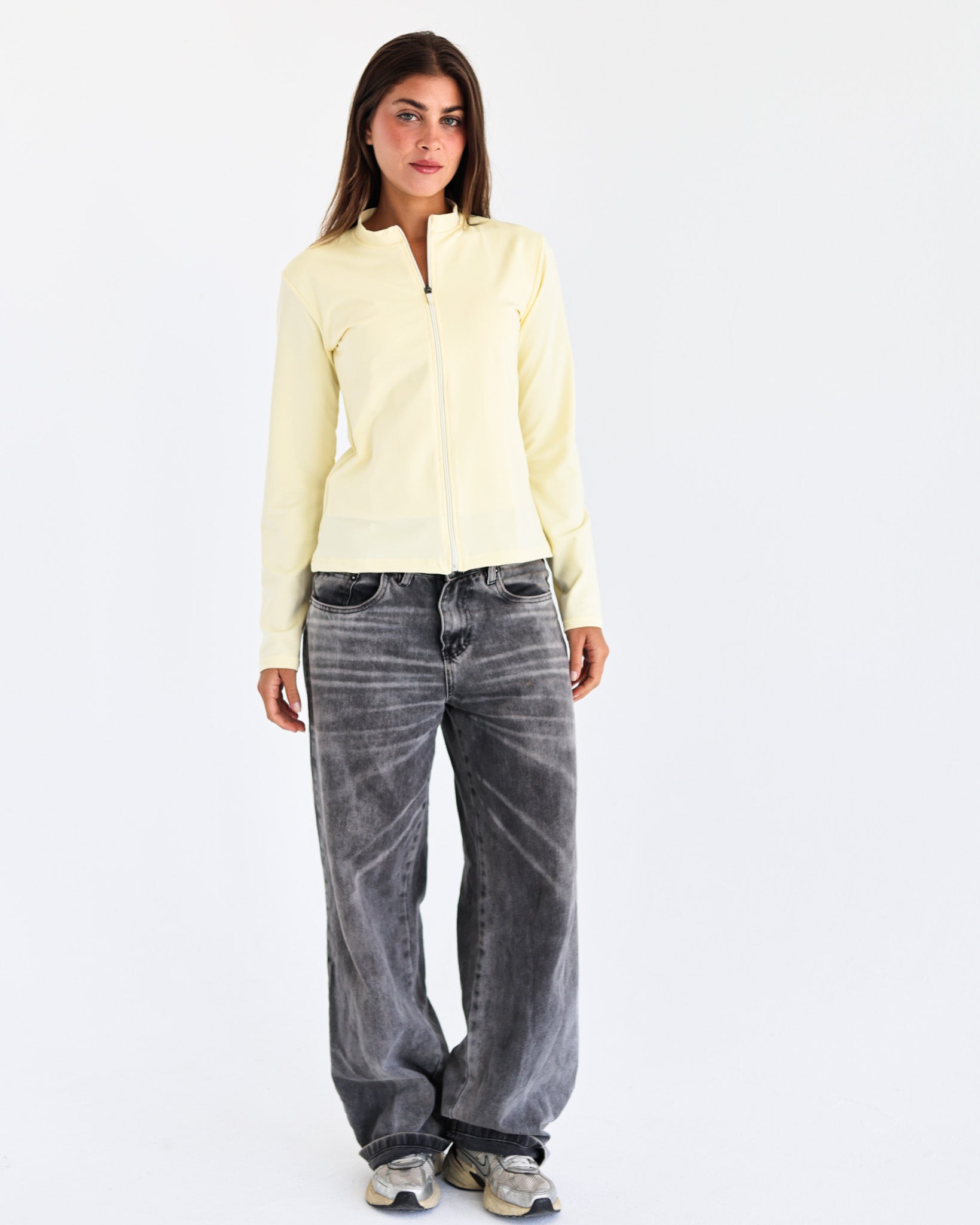 High Neck Zipper Long Sleeve