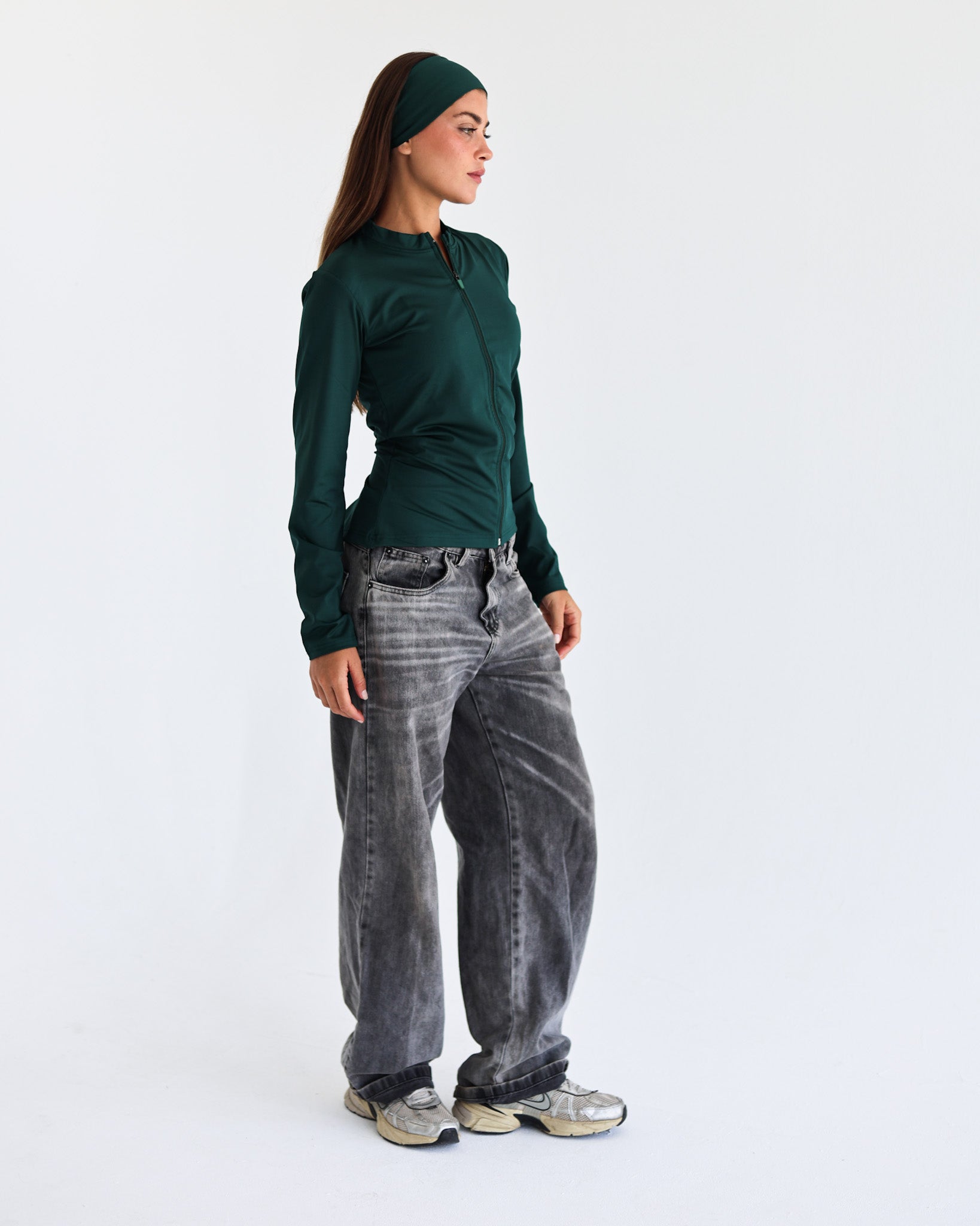 High Neck Zipper Long Sleeve