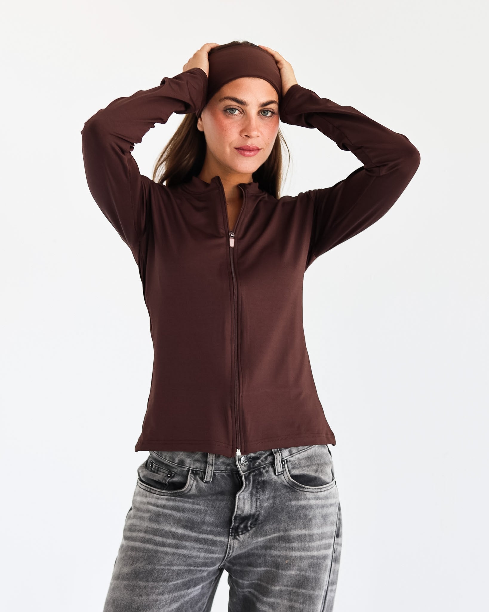 High Neck Zipper Long Sleeve