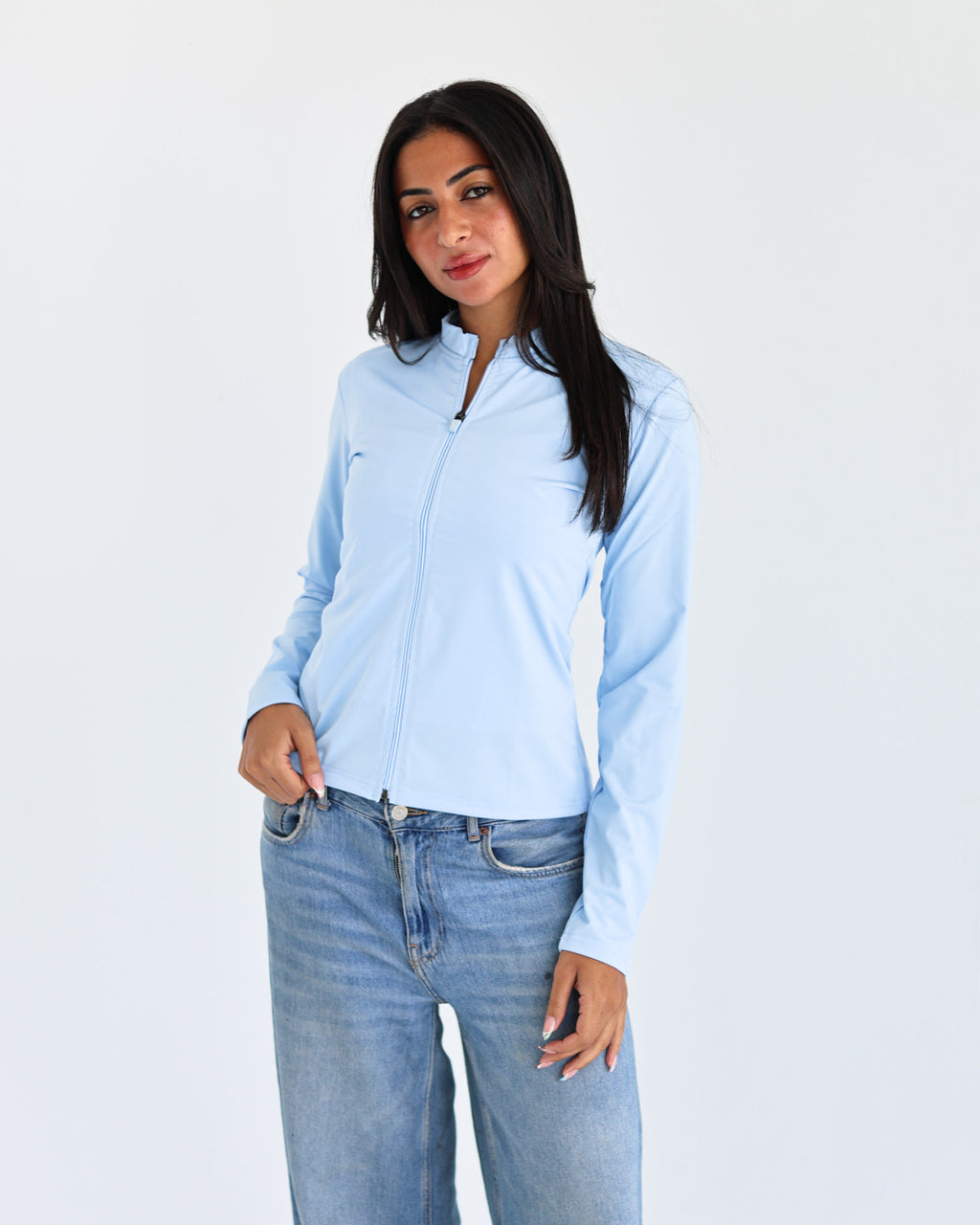 High Neck Zipper Long Sleeve