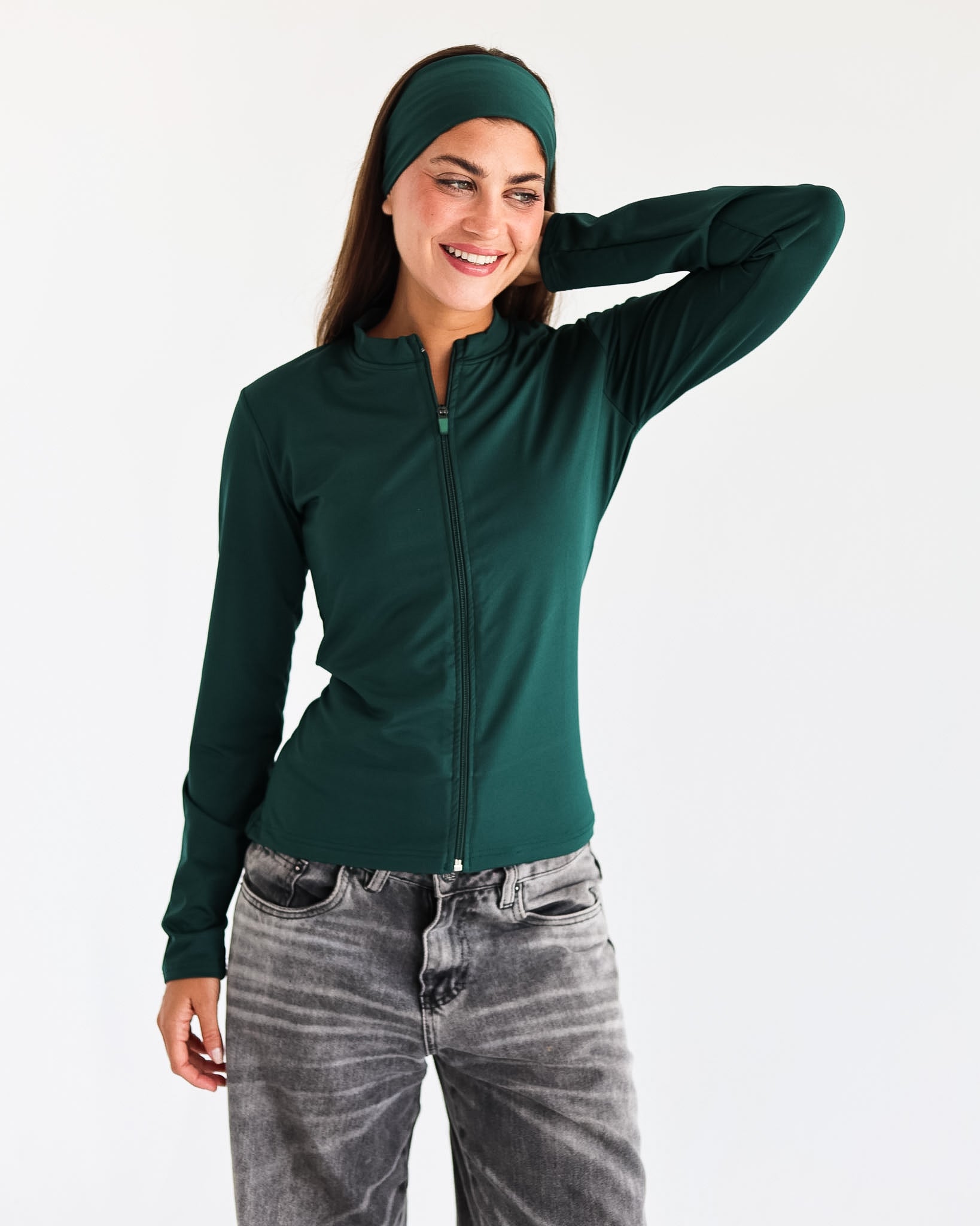 High Neck Zipper Long Sleeve