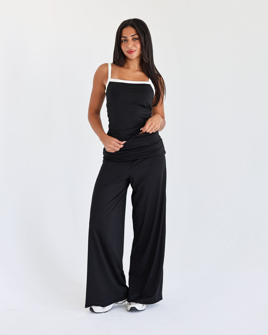 Fold Waist Wide Leg Pants
