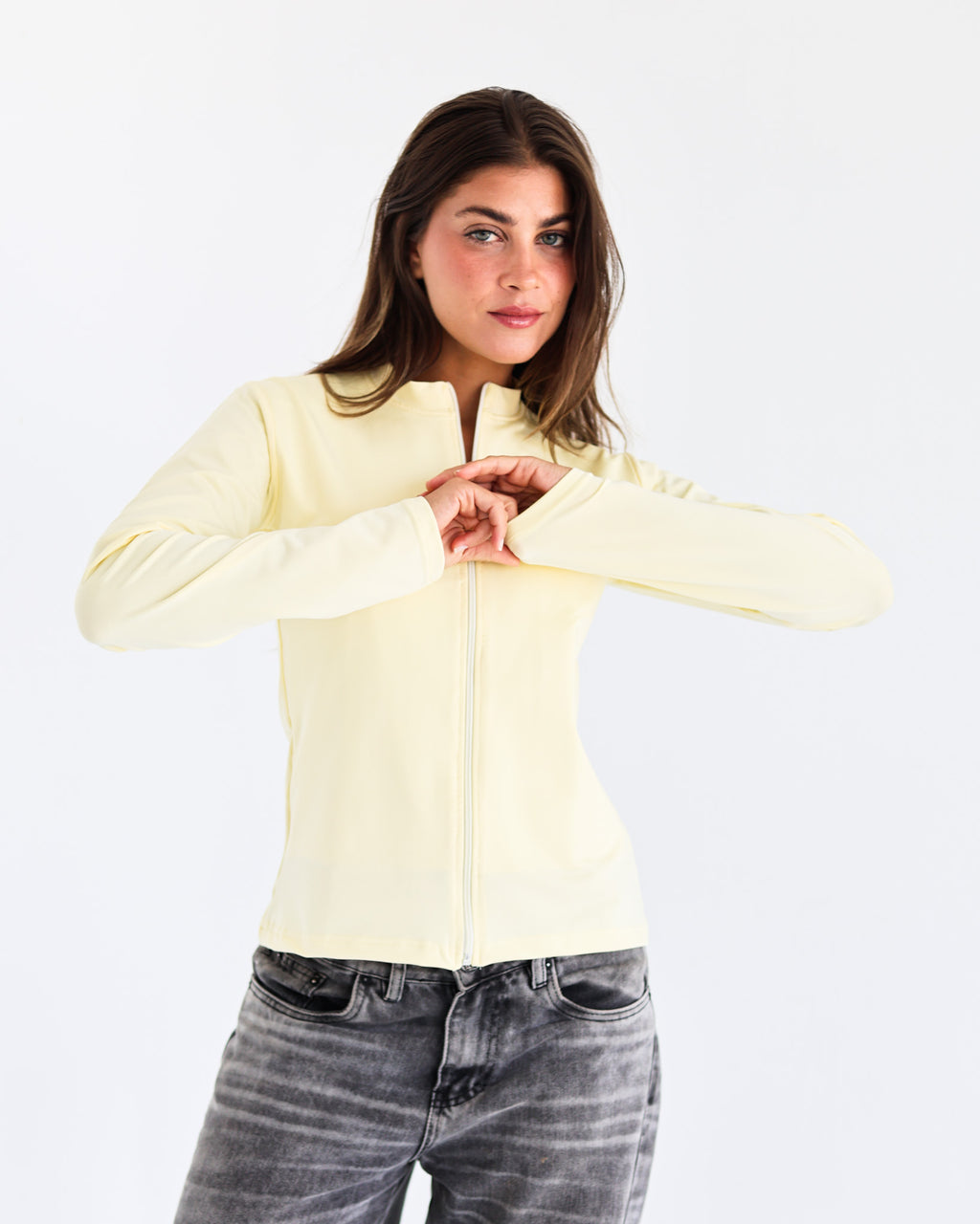 High Neck Zipper Long Sleeve
