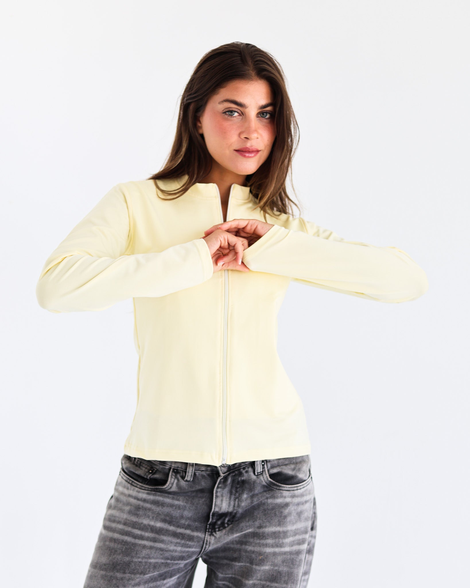 High Neck Zipper Long Sleeve