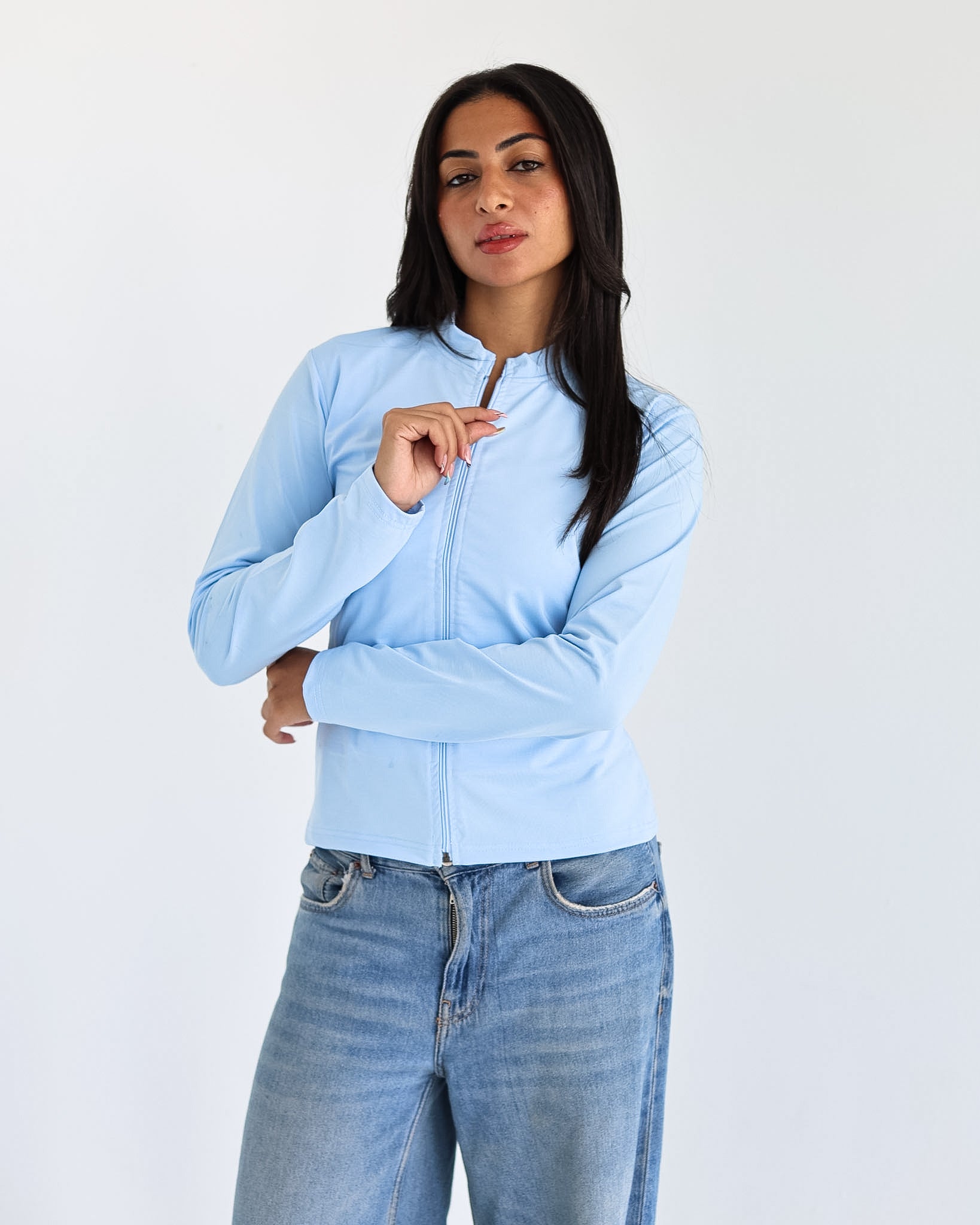 High Neck Zipper Long Sleeve