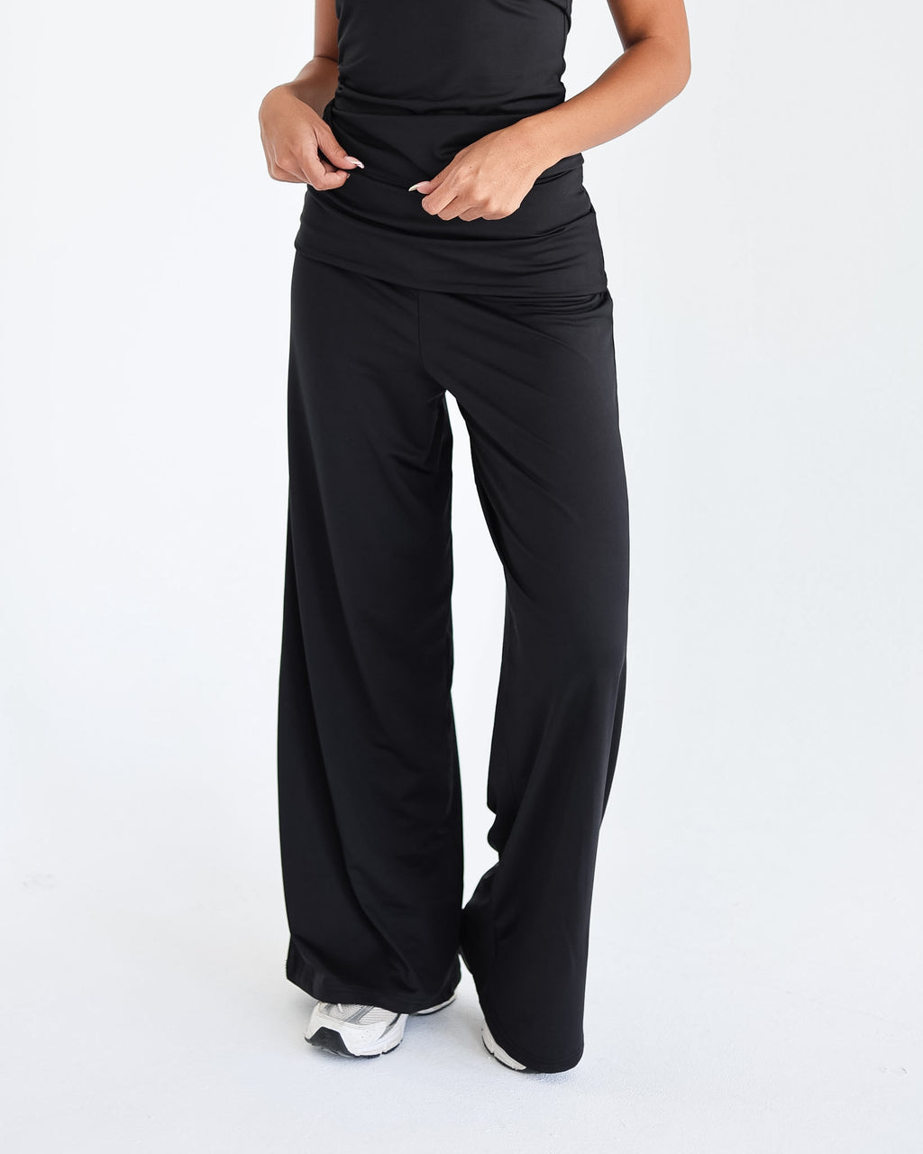 Fold Waist Wide Leg Pants