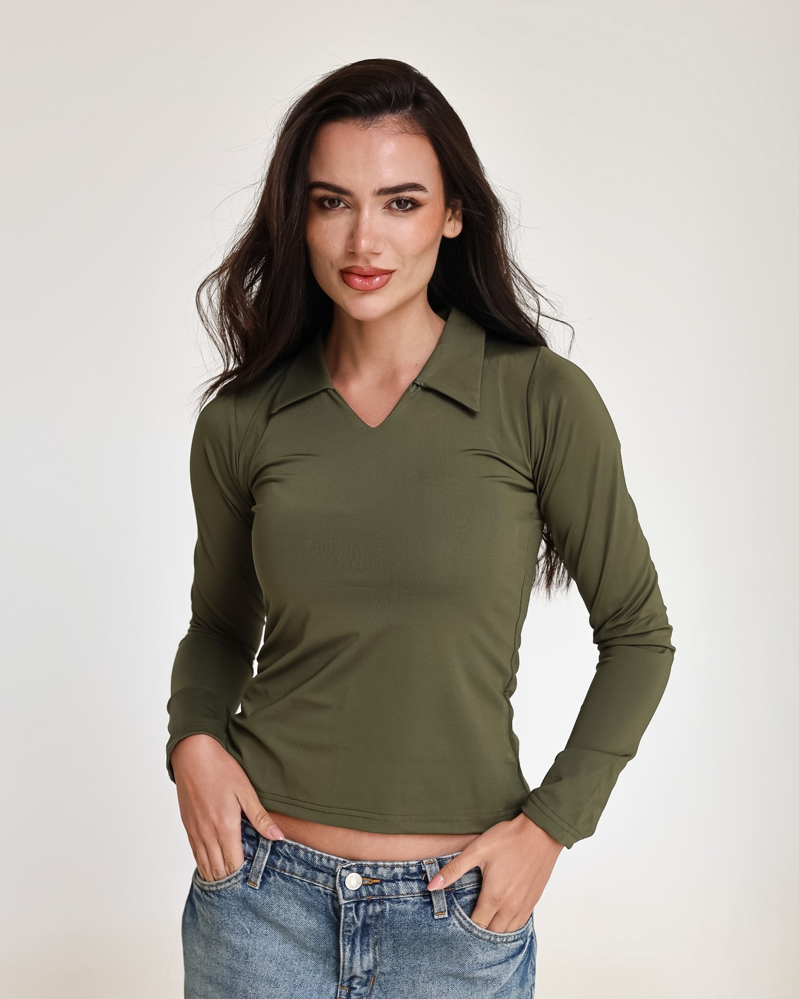 Sculpted Collared Long Sleeve