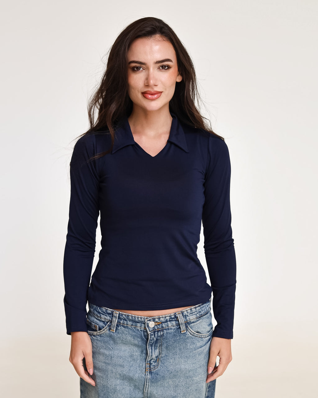 Sculpted Collared Long Sleeve