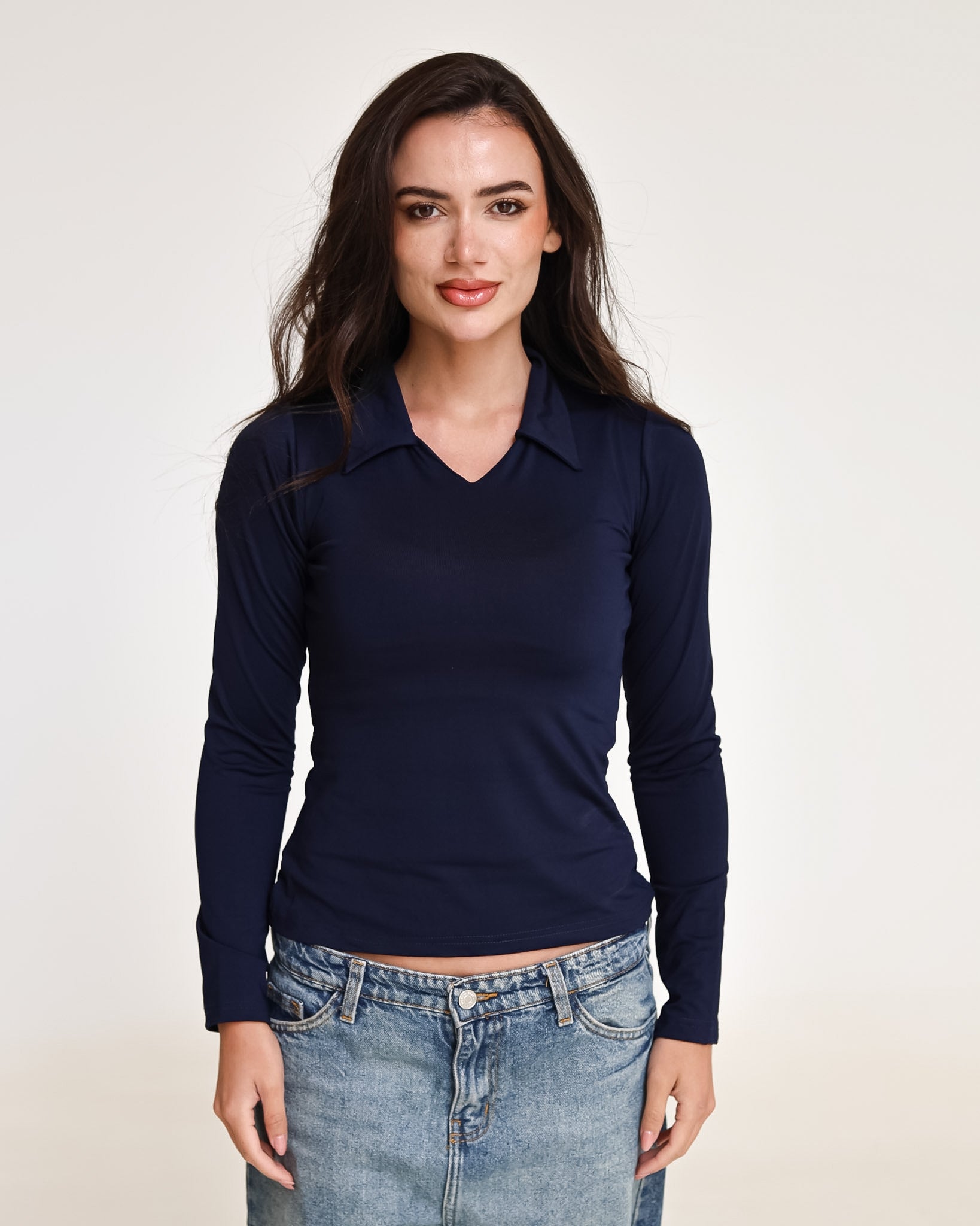 Sculpted Collared Long Sleeve