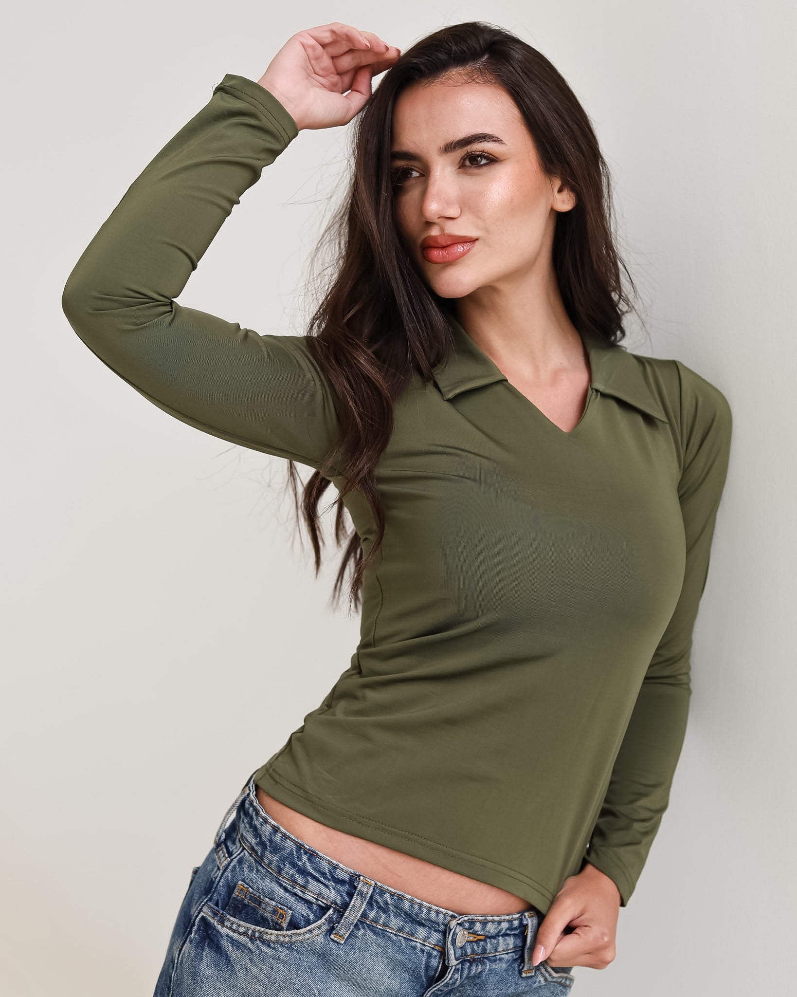 Sculpted Collared Long Sleeve