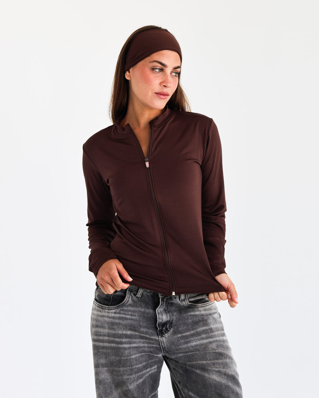 High Neck Zipper Long Sleeve