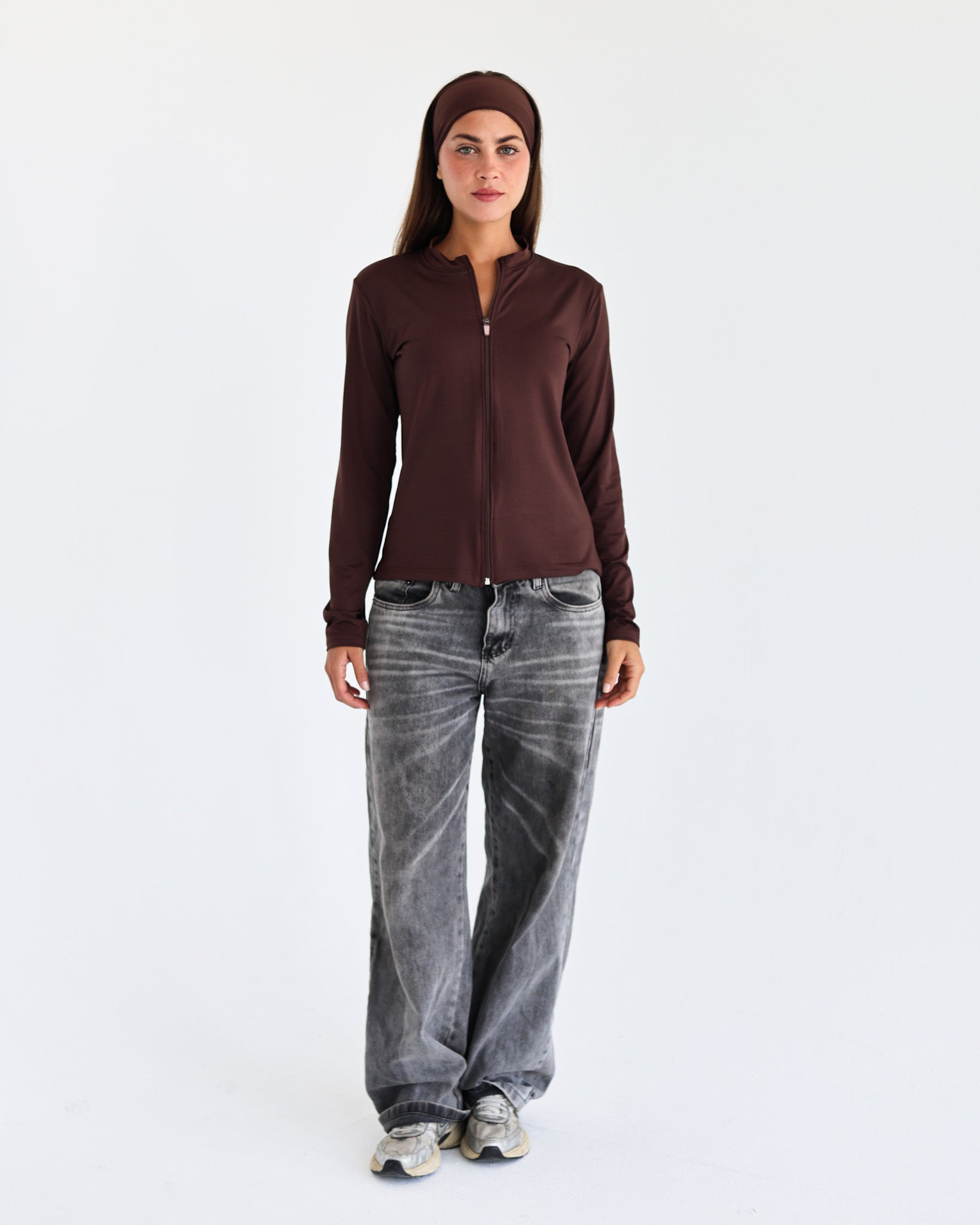 High Neck Zipper Long Sleeve