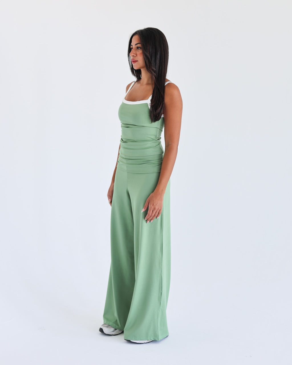 Fold Waist Wide Leg Pants