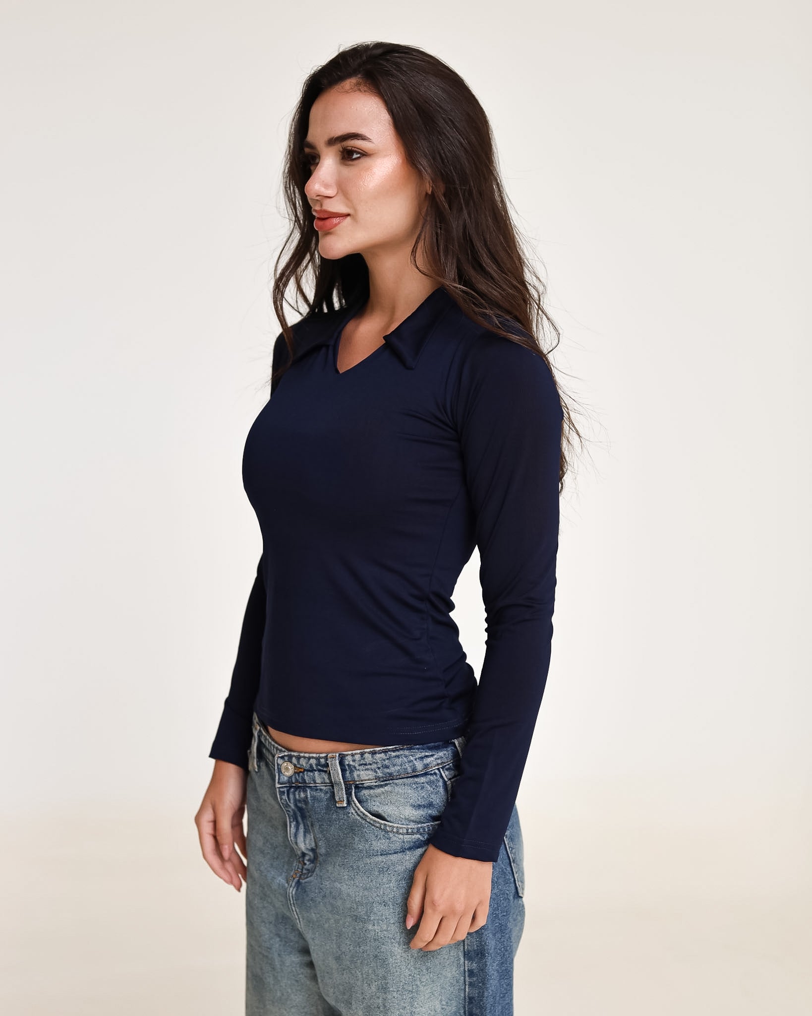 Sculpted Collared Long Sleeve