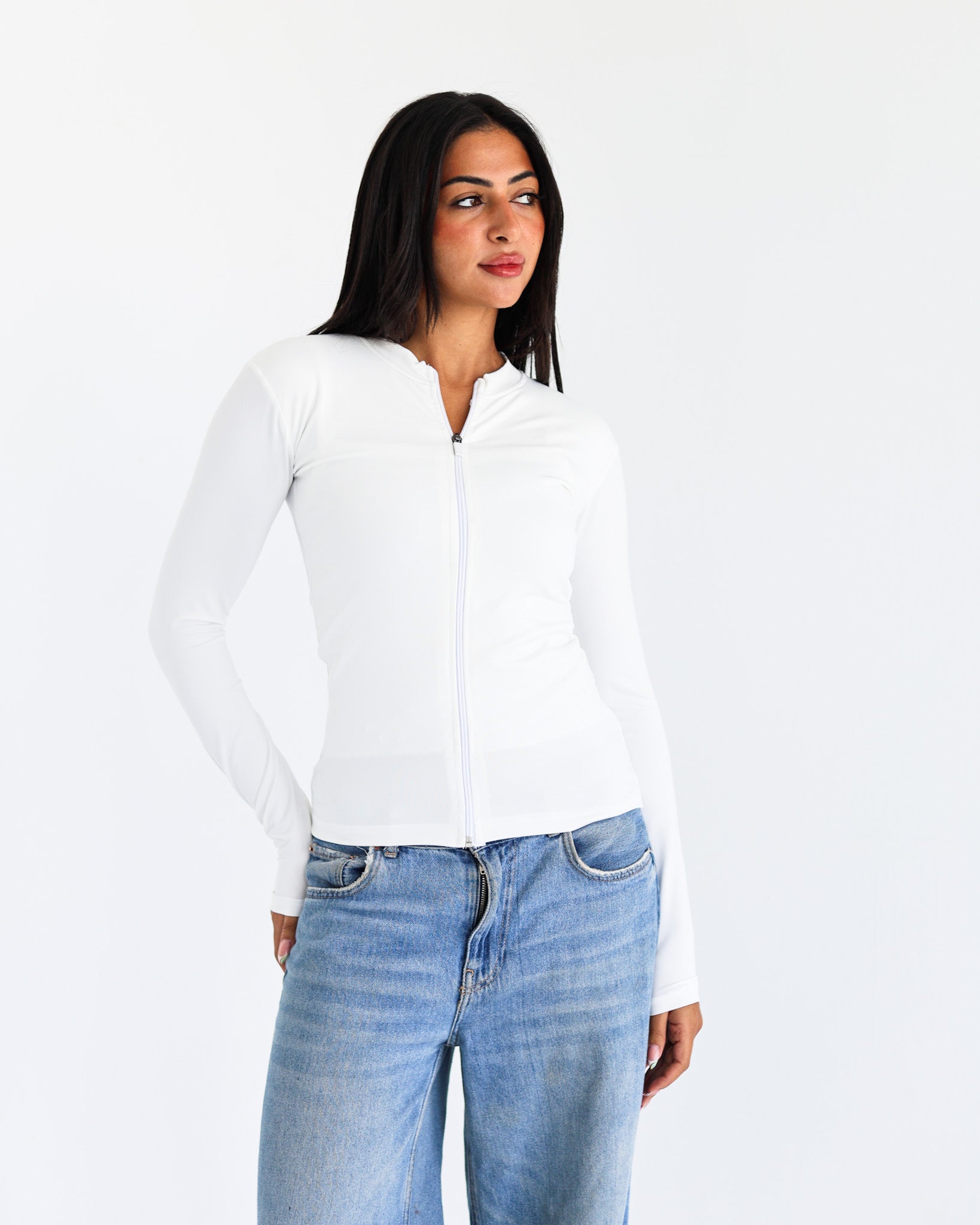 High Neck Zipper Long Sleeve