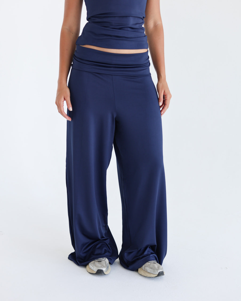Fold Waist Wide Leg Pants