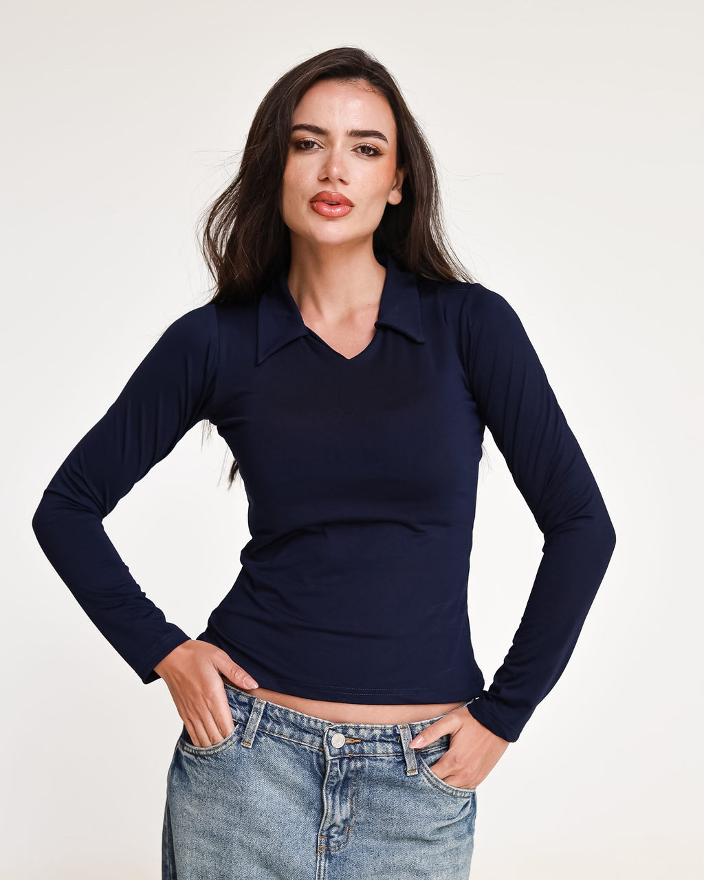 Sculpted Collared Long Sleeve