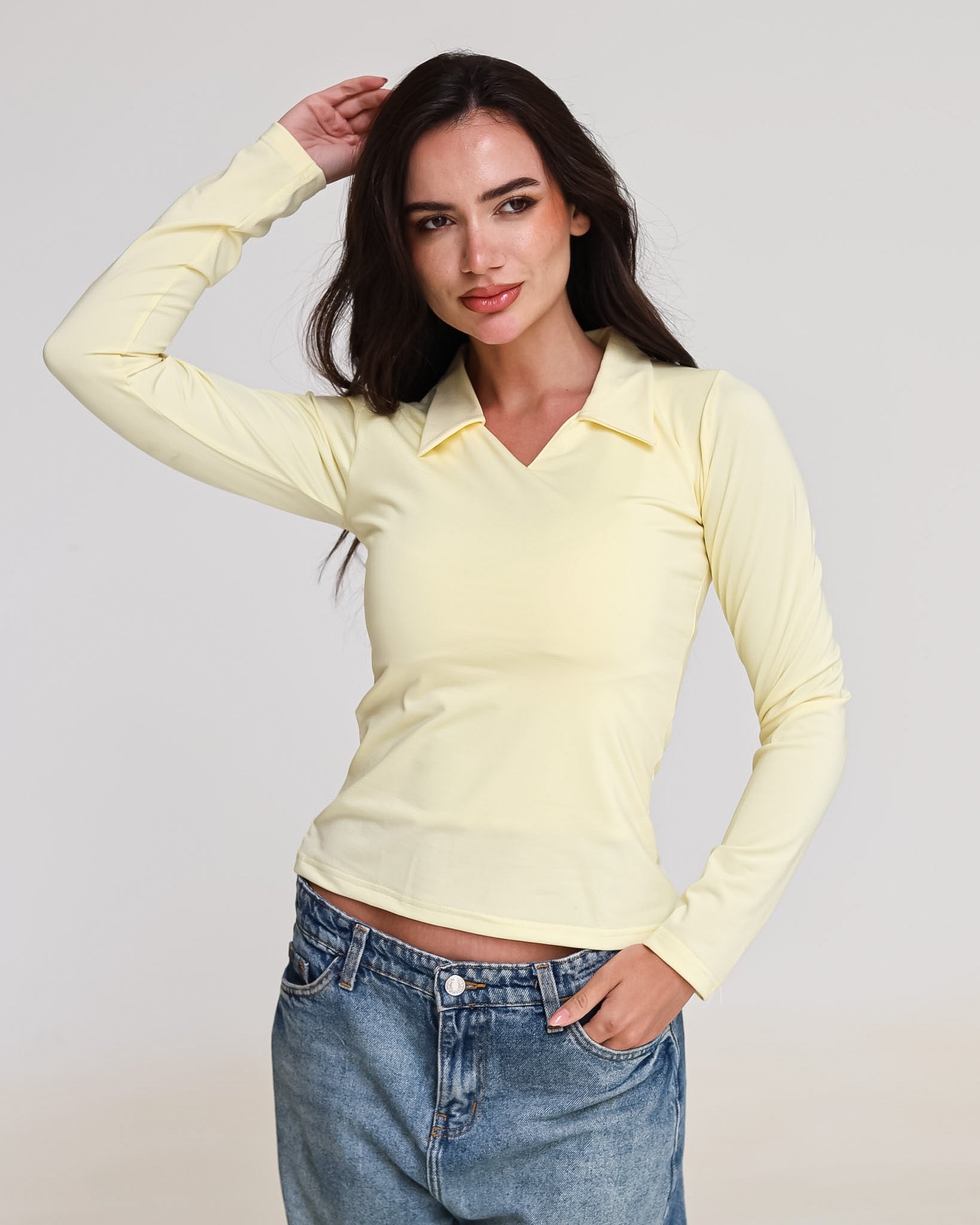 Sculpted Collared Long Sleeve