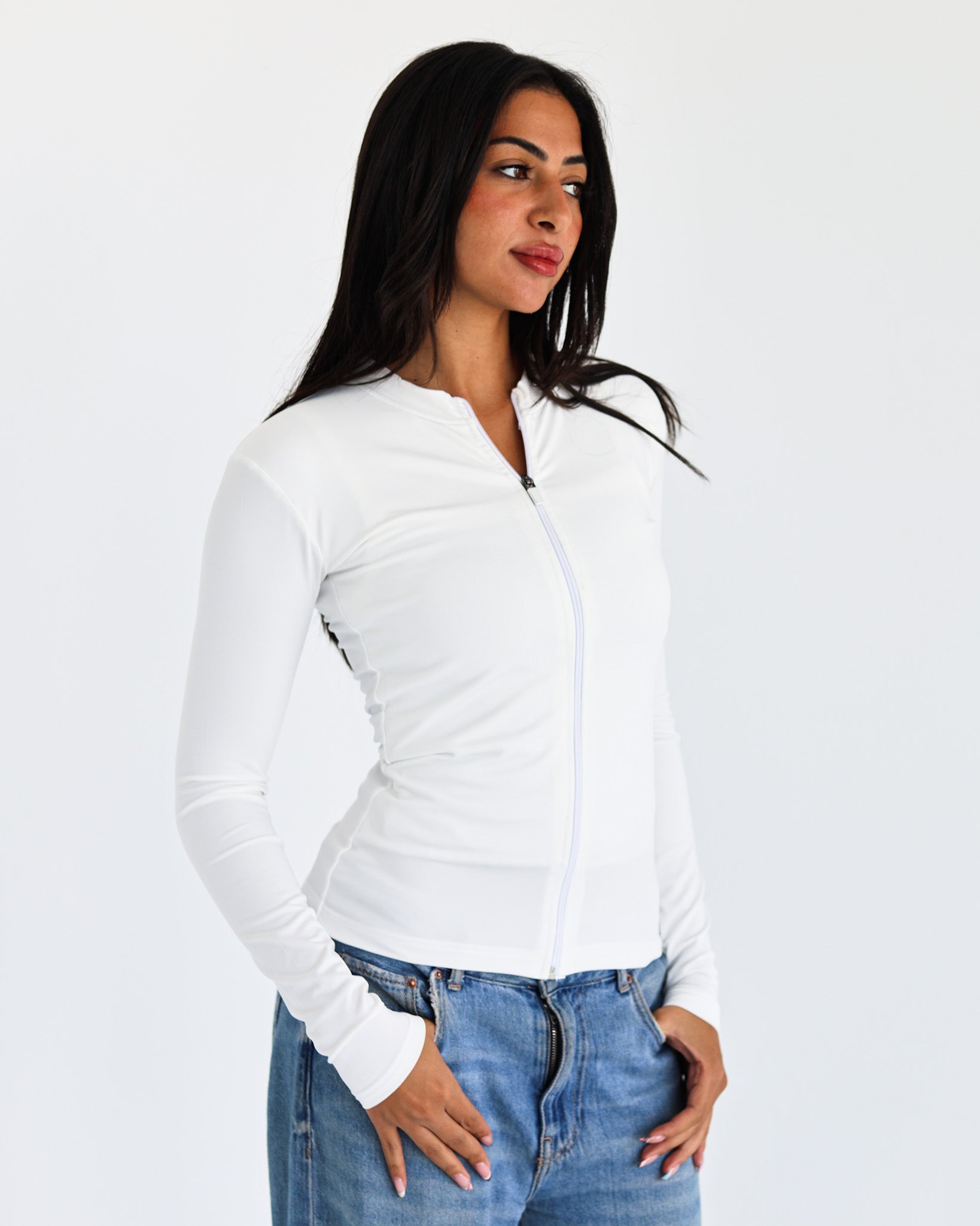 High Neck Zipper Long Sleeve