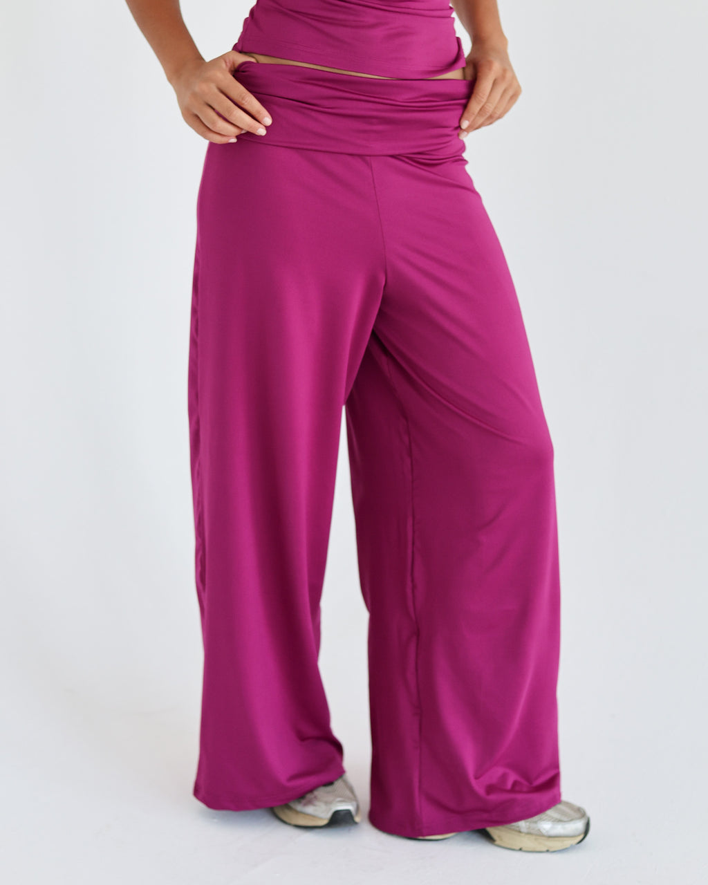 Fold Waist Wide Leg Pants