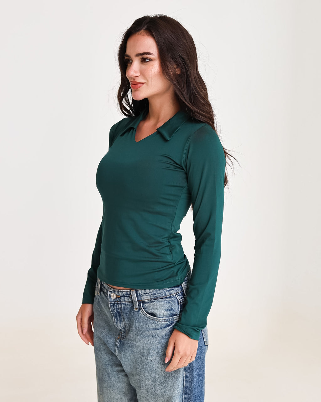 Sculpted Collared Long Sleeve