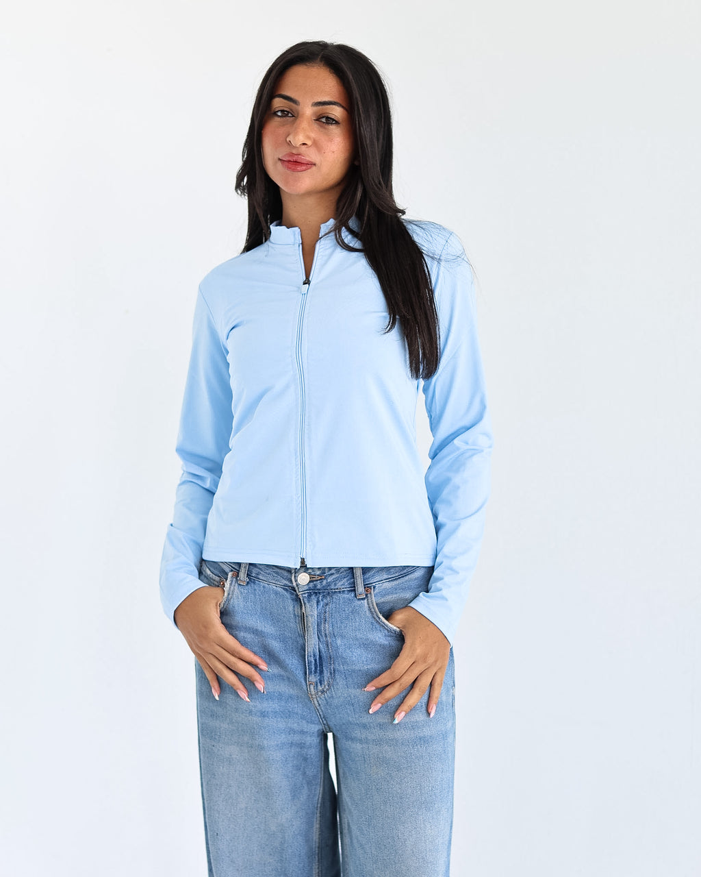 High Neck Zipper Long Sleeve