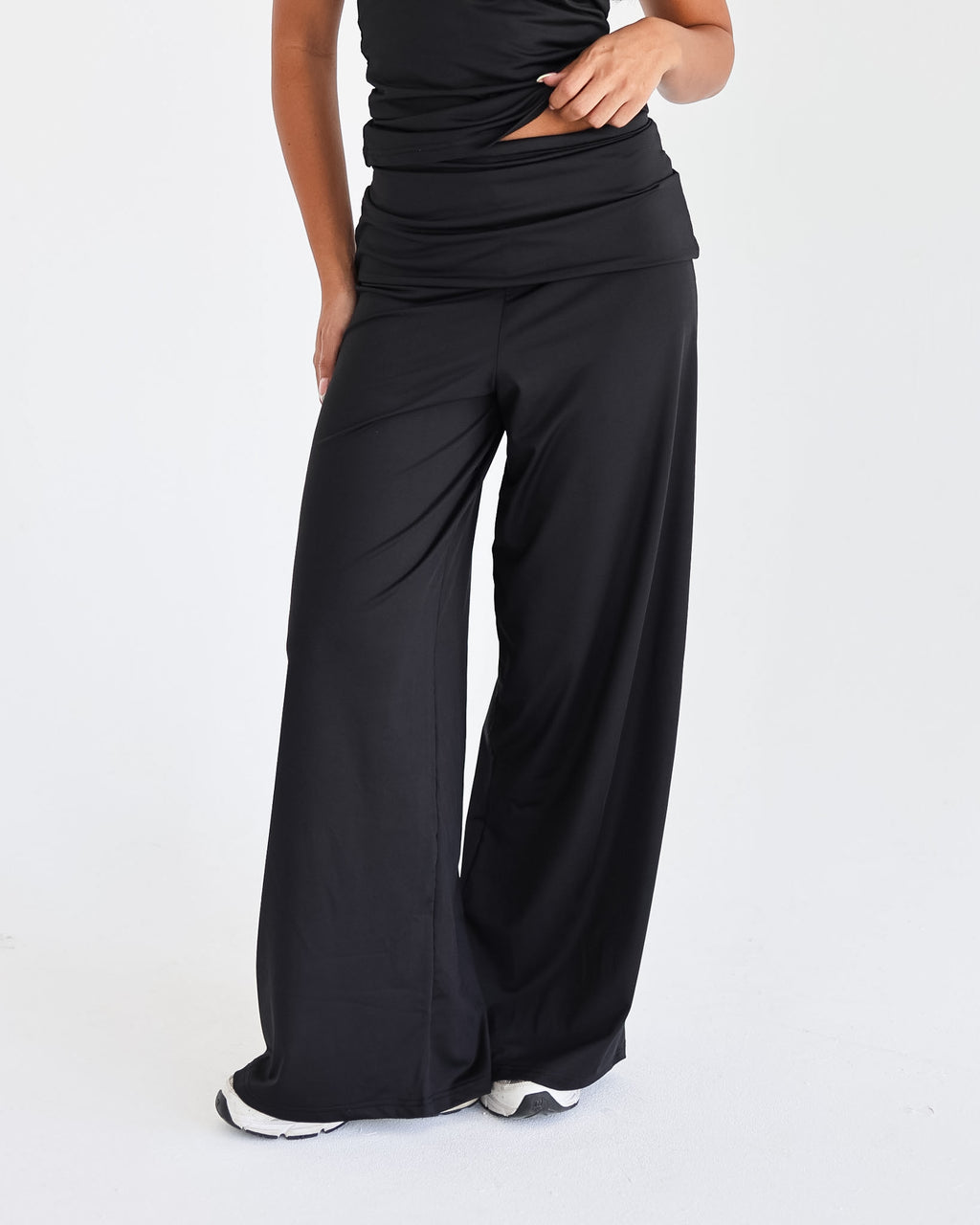 Fold Waist Wide Leg Pants
