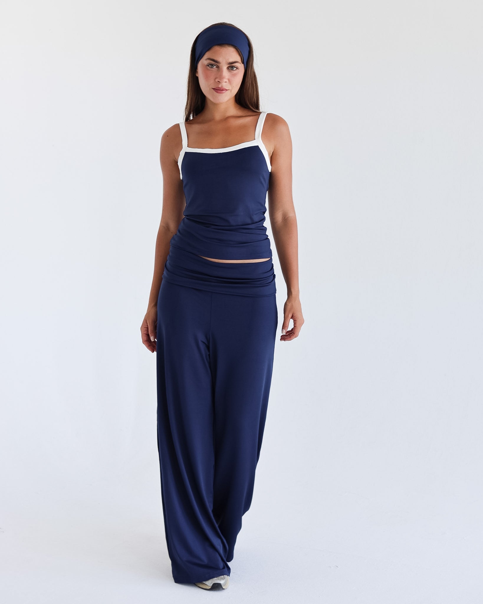Fold Waist Wide Leg Pants