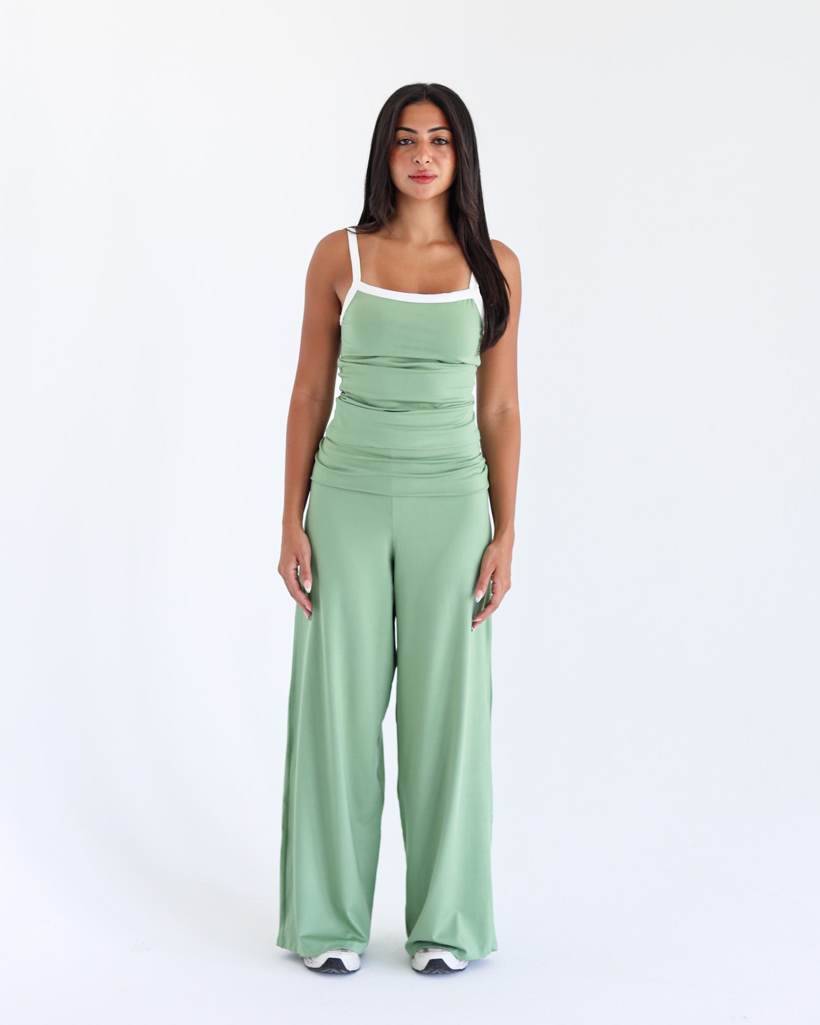 Fold Waist Wide Leg Pants