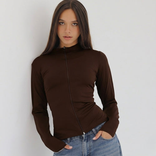 HIGH NECK ZIPPER LONG SLEEVE