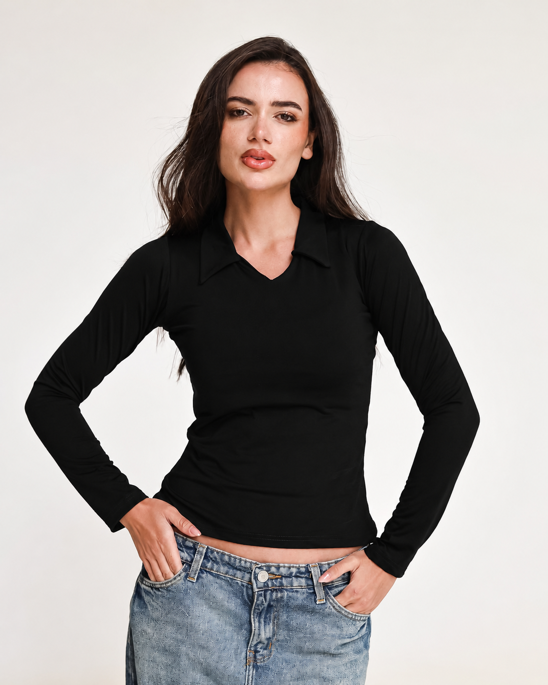 Sculpted Collared Long Sleeve