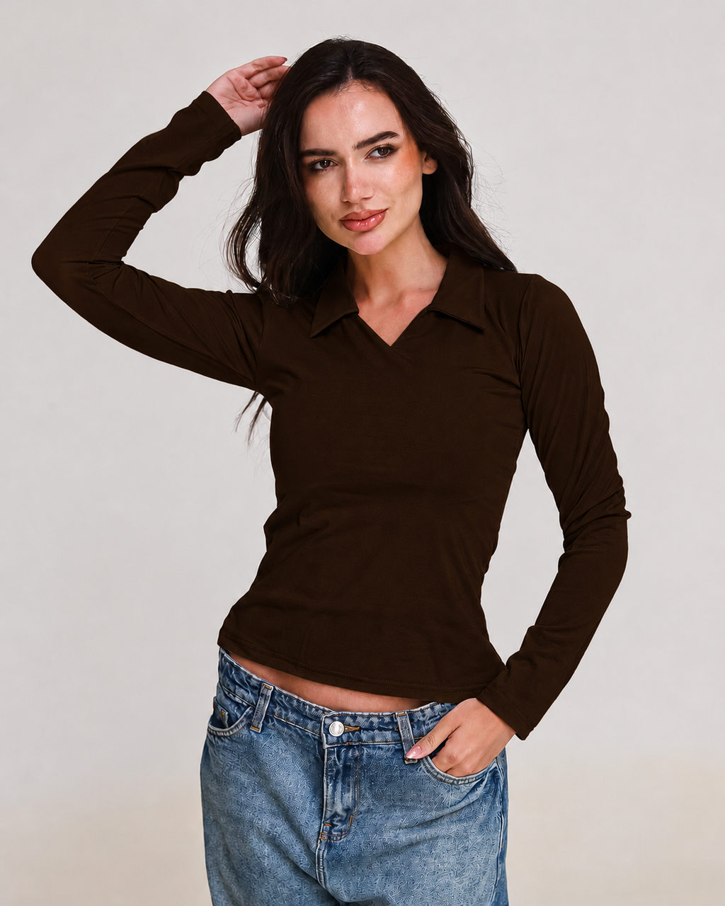 Sculpted Collared Long Sleeve