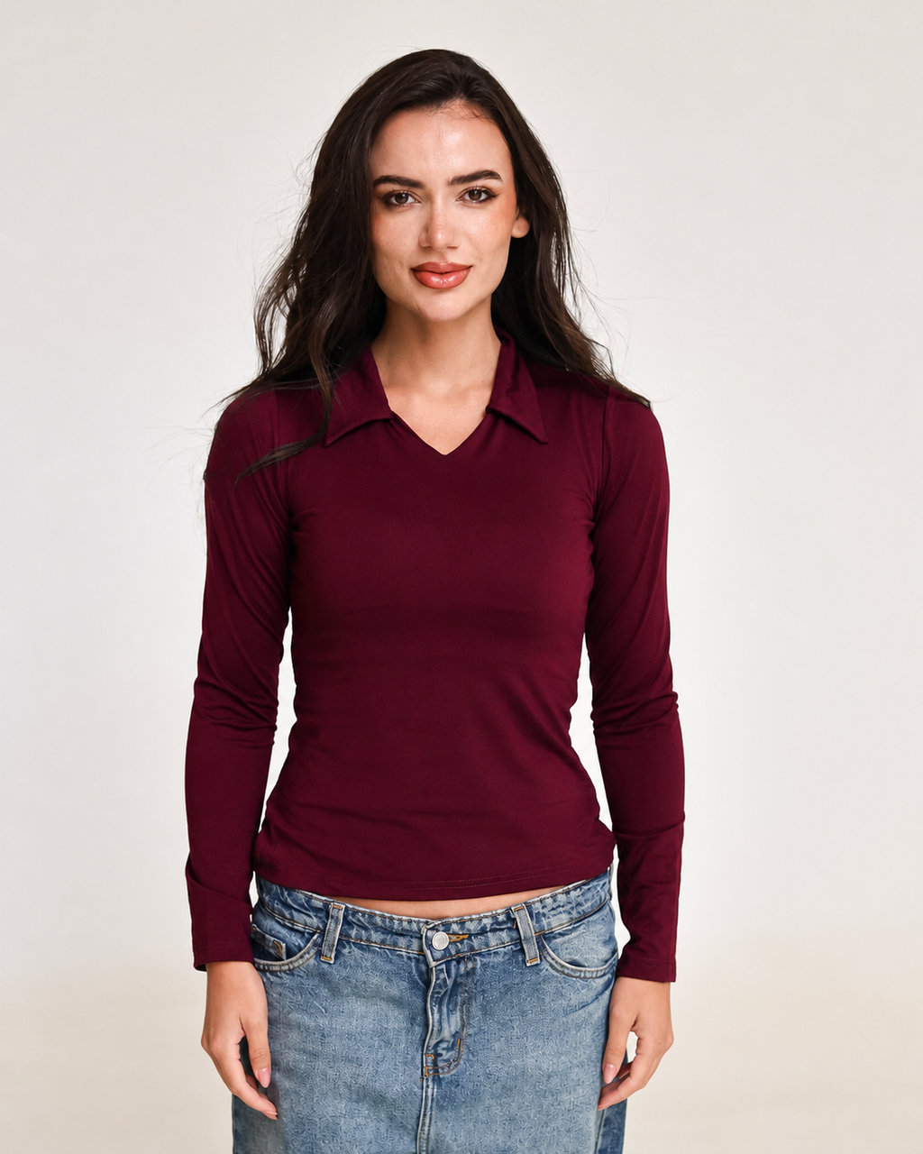 Sculpted Collared Long Sleeve