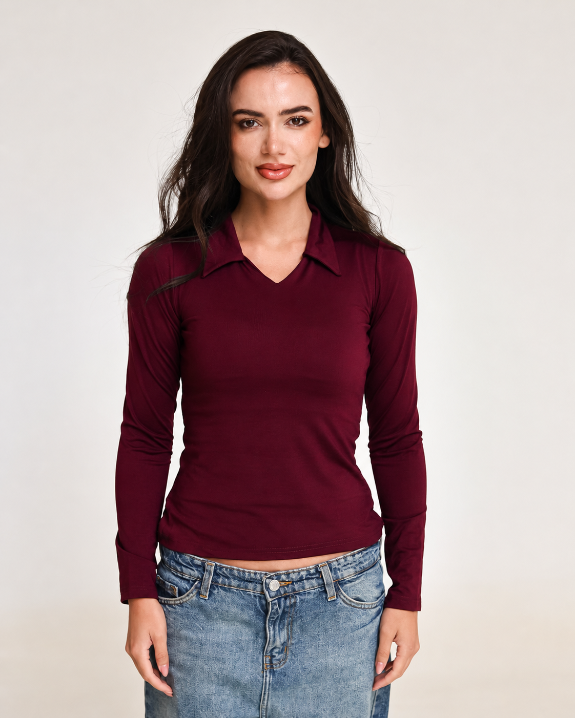 Sculpted Collared Long Sleeve
