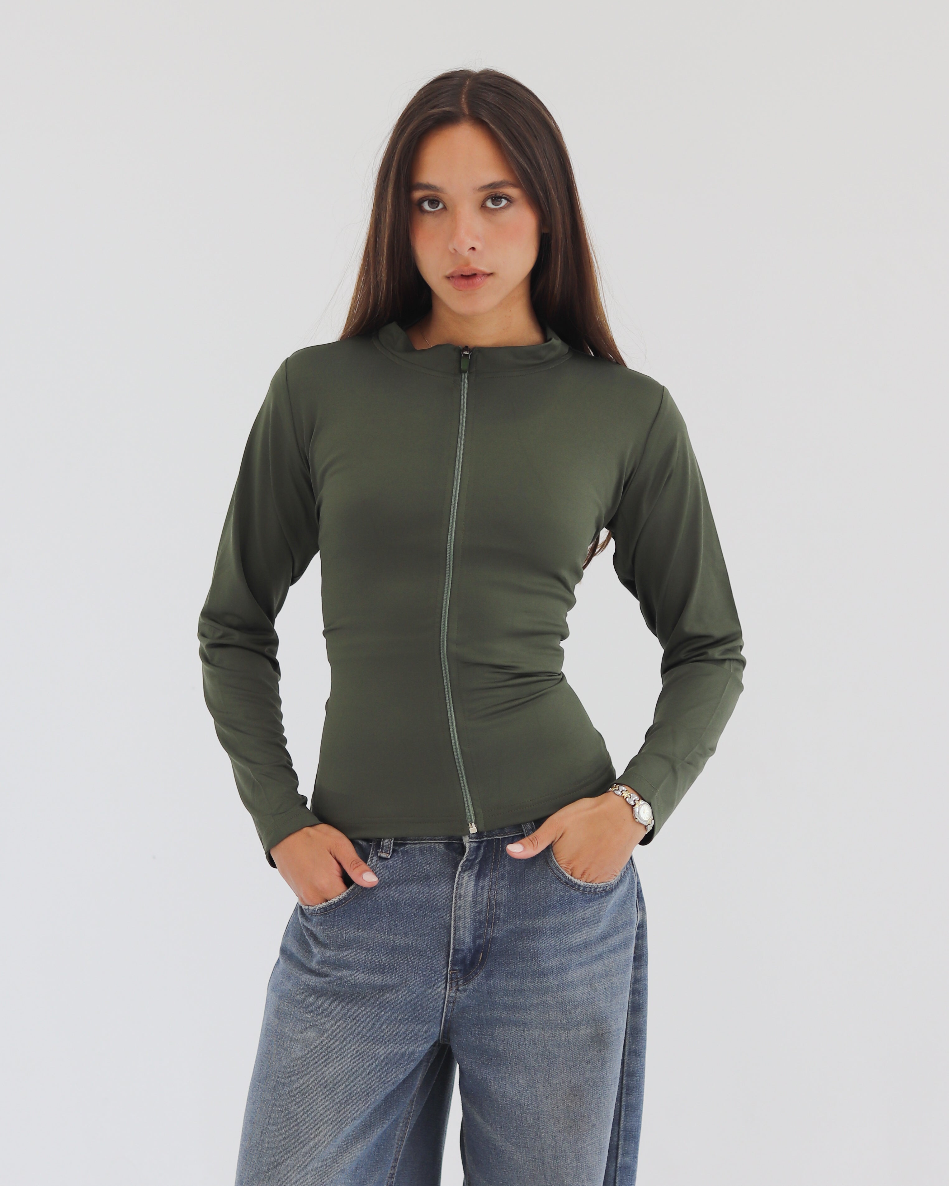 HIGH NECK ZIPPER LONG SLEEVE