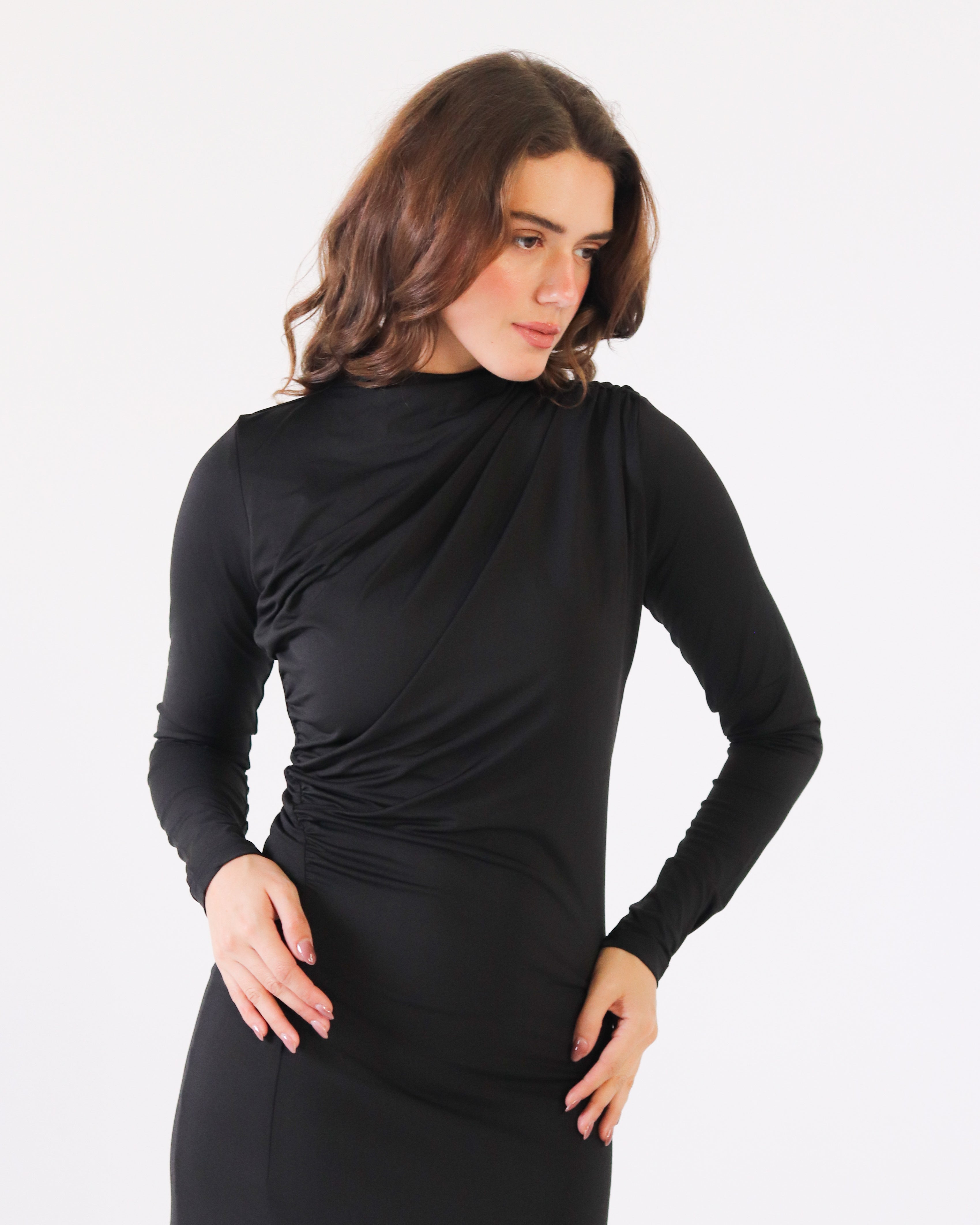 ROUND NECK LONG SLEEVE DRESS