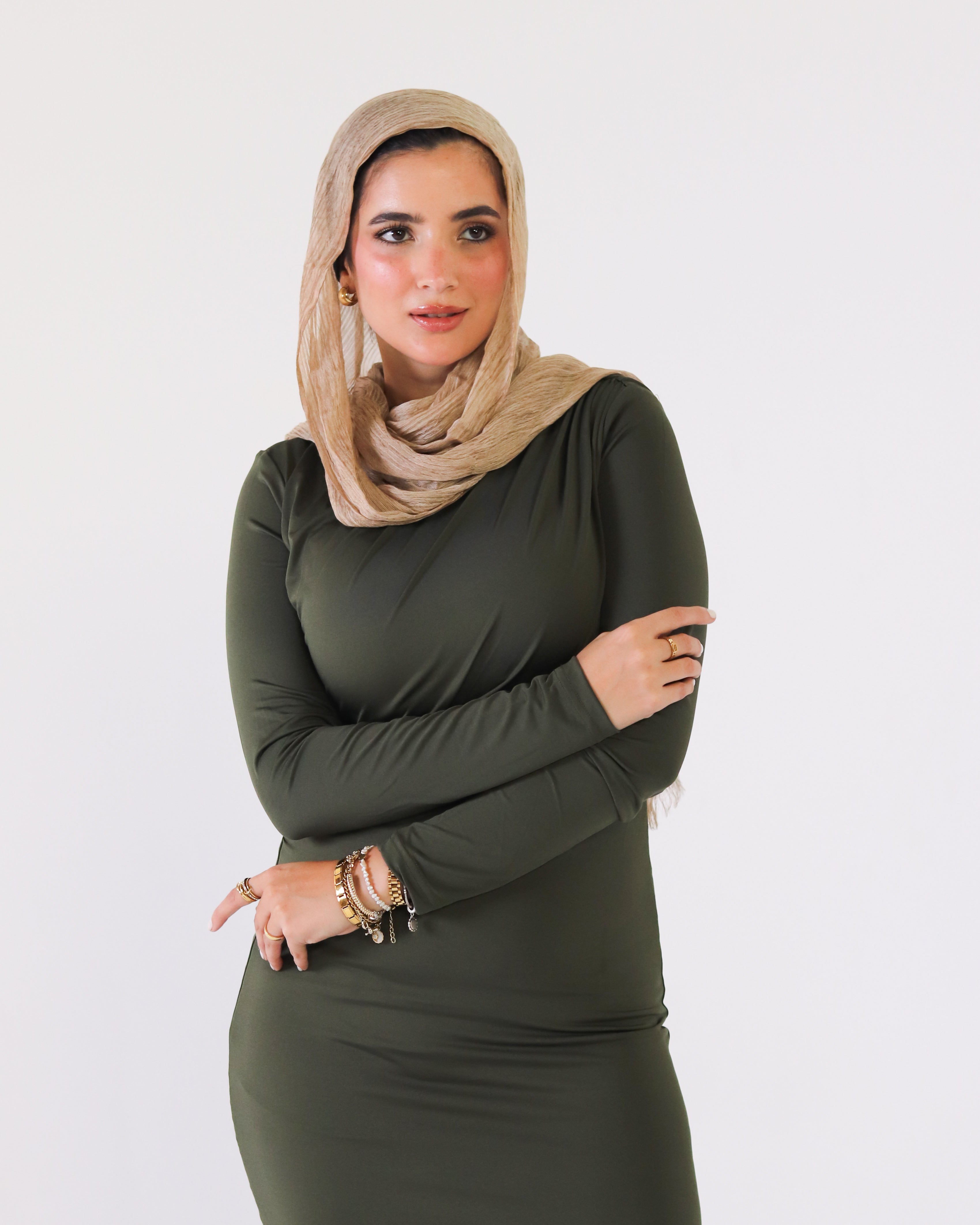 ROUND NECK LONG SLEEVE DRESS