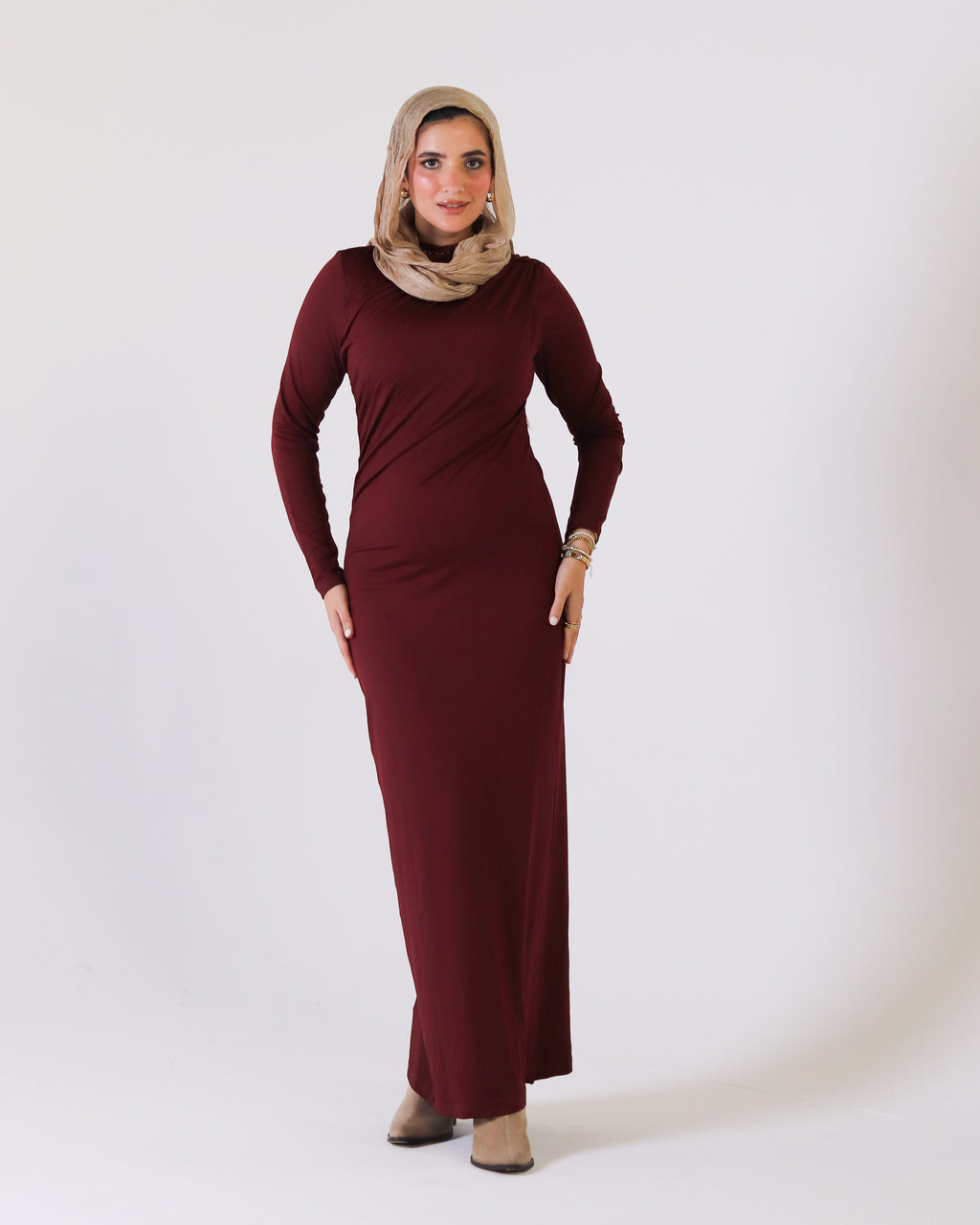 ROUND NECK LONG SLEEVE DRESS